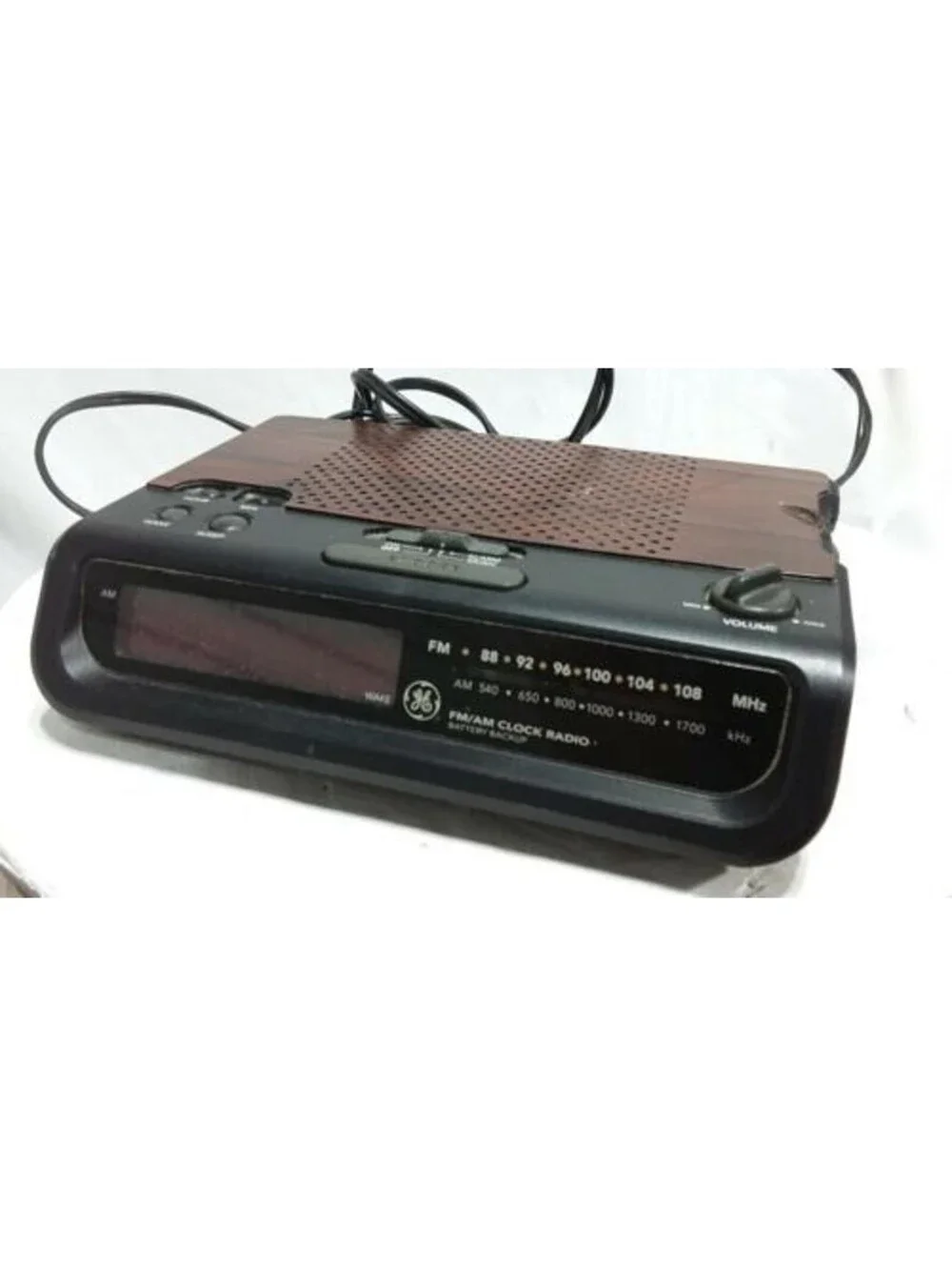 Vintage GE General Electric 7-4613C AM/FM Digital Alarm Clock Radio Wood Tested